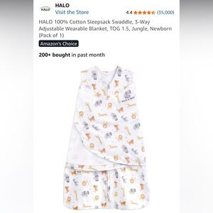 Halo Jungle Animal Print Swaddle New Born 0-3 Months